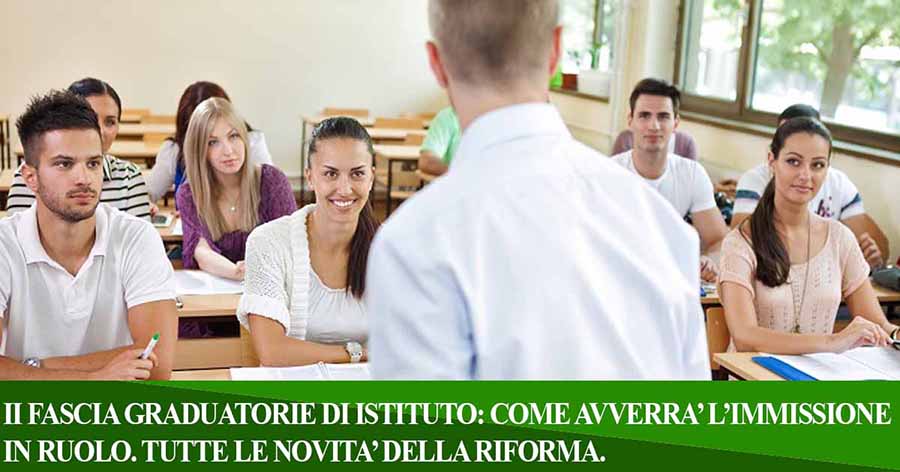 II FASCIA GRADUATORIE DI ISTITUTO: COME AVVERRA’ L’IMMISSIONE IN RUOLO. TUTTE LE NOVITA’ DELLA RIFORMA.