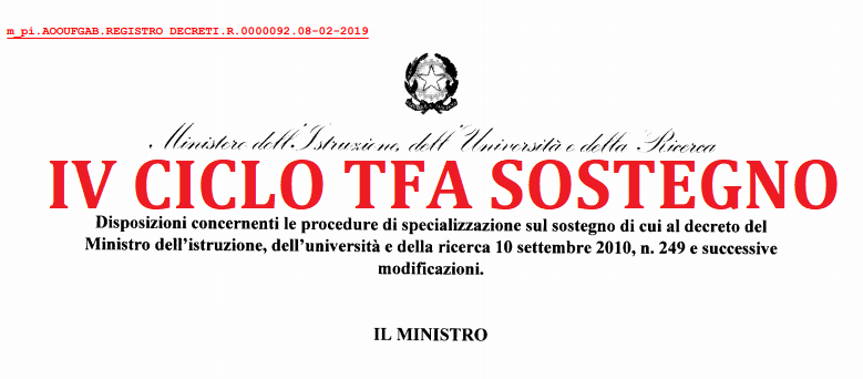 PUBBLICATO DECRETO TFA SOSTEGNO: TITOLI DI ACCESSO